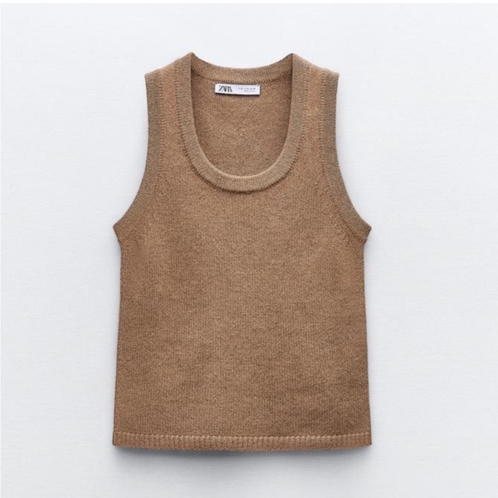 Zara Camel Brown Knit Tank Top